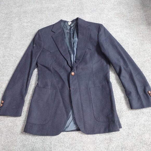 Levi's Western Sport Coat 38R Blue Navy Solid Patch Pockets Vintage